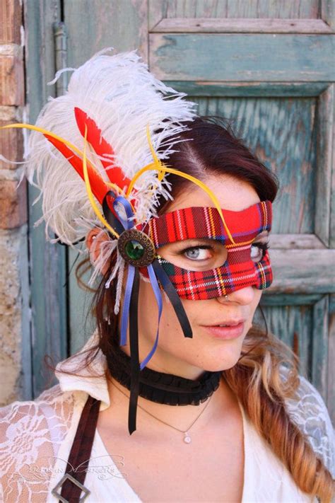 Highland Lass Ii Masquerade Ball Mask In Traditional Red Etsy