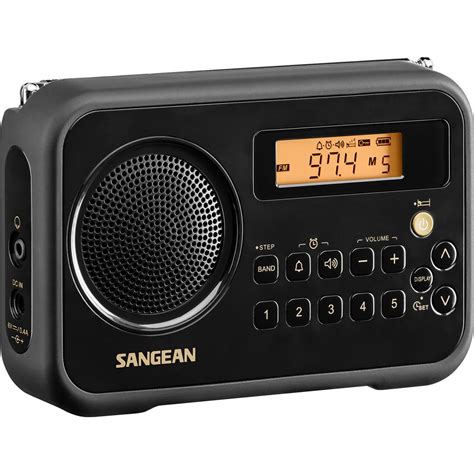 Sangean Amfm Clock Portable Radio W Protective Bumper Black