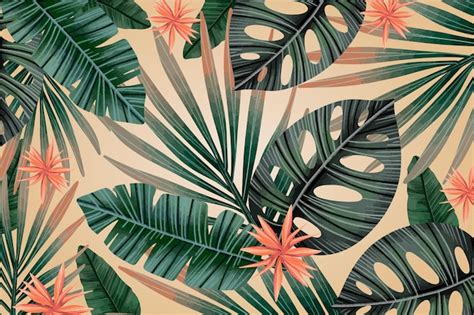 Free Vector Tropical Leaves Vintage Background