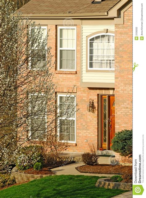 Suburban Brick Home Stock Photo Image Of Close Entryway 2159202