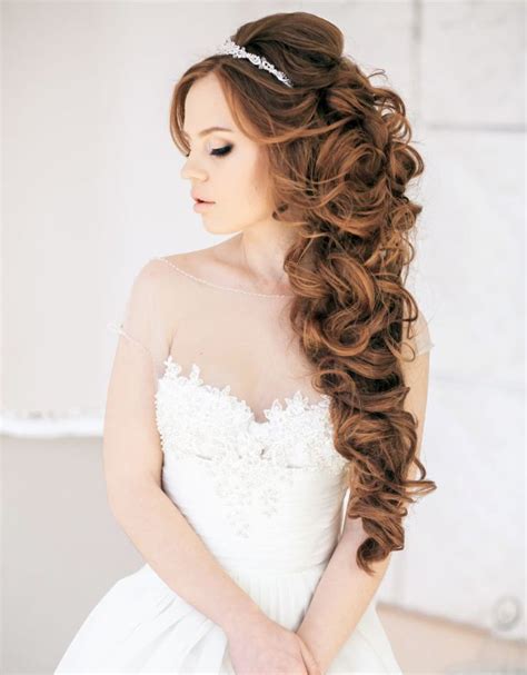 Long Curly Half Up Half Down Wedding Hairstyle