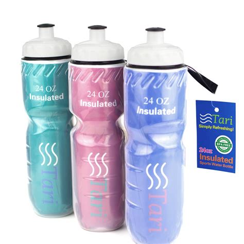 Tari Bpa Free Insulated Squeeze Water Bottle Thermal Foil Protection 24