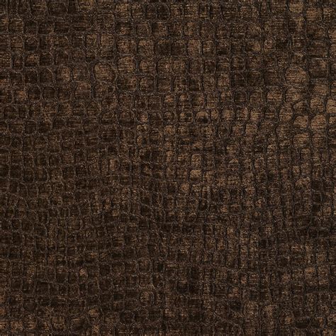 A0151f Brown Textured Alligator Shiny Woven Velvet Upholstery Fabric By