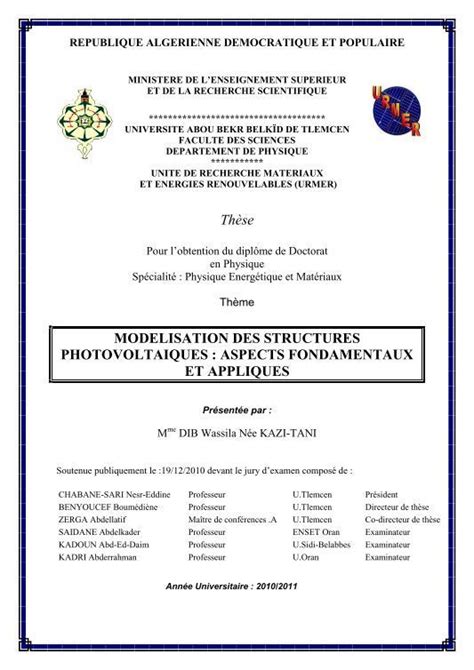 Page De Garde Corrigée Dspace Université De Tlemcen En 2023