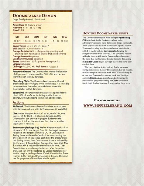 Doomstalker Demon 5e Monster Spicy Encounters Dandd And Pf2e Monsters