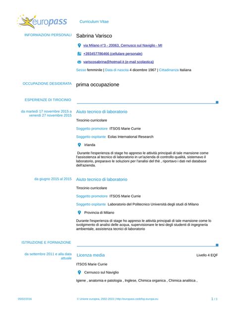 Curriculum vitae modello da compilare. SCARICA CURRICULUM VITAE FORMATO EUROPEO EUROPASS ...