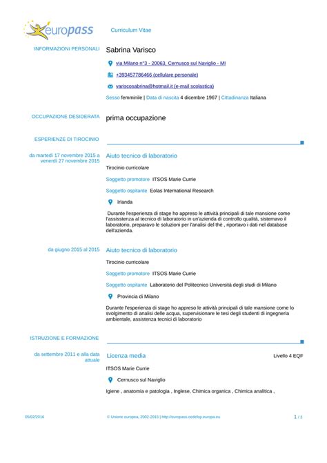 Questo modello di curriculum vitae europeo è ideale per rispondere a qualsiasi offerta di lavoro in europa. SCARICA CURRICULUM VITAE FORMATO EUROPEO EUROPASS ...