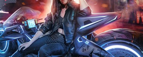 2560x1024 Cyberpunk Biker Girl Art 2560x1024 Resolution Hd 4k