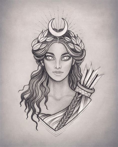 Artemis Greek Mythology Drawing
