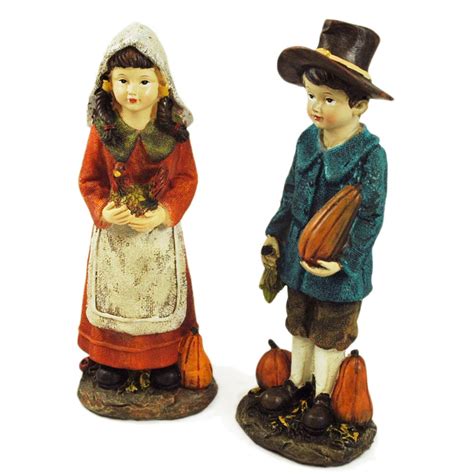 These figures measure approximately 3 inches tall x 6 inches wide. Thanksgiving Pilgrim Indian Children Figurines ...