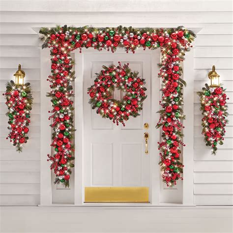 The Cordless Prelit Classic Holly Jolly Holiday Trim Wreath