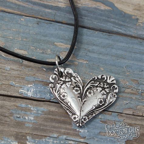 Ornate Spoon Heart Necklace Flowery Pendant Inspired By Antique