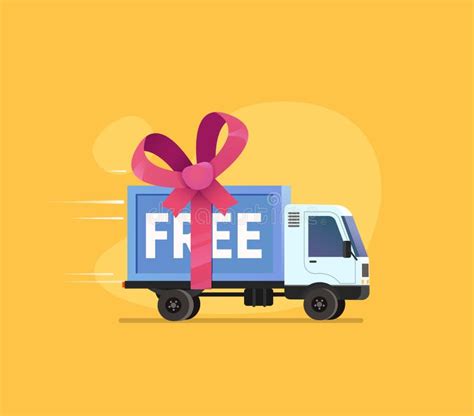 Free Shipping Vector Illustration Isolated Cartoon Delivery Truck With
