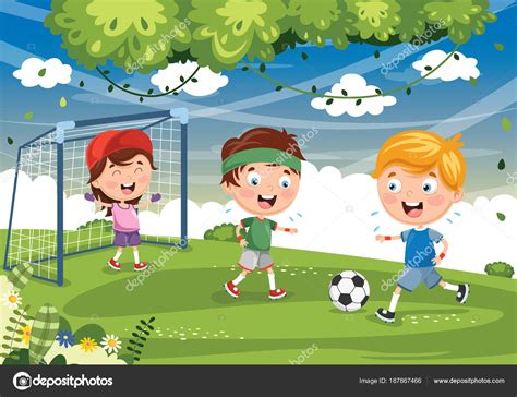 Vector Illustration Kid Playing Football Stock Illustration By