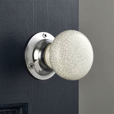 White Crackled Internal Turning Mortice Door Knobs By Pushka Home