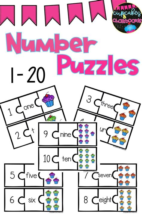 Number Recognition Puzzles 1 20 Cupcakes In 2020 Preschool Math