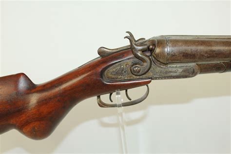 English British Bonehill Double Barrel Shotgun 10 Gauge Antique Firearm