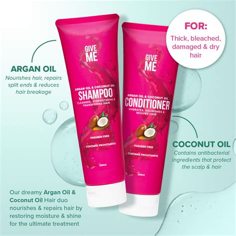 Nourishing Shampoo And Conditioner Bundle Argan Oil And Coconut Oil Give Me Cosmetics
