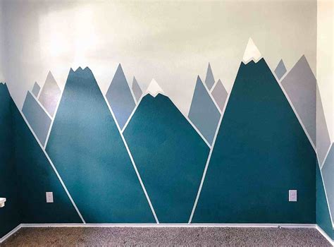 Simple Mountain Wall Painting Splendid Column Image Archive