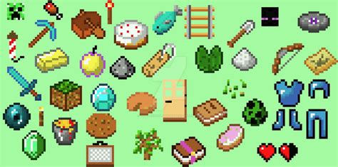 Minecraft Various Items Pixel Art By Glimmeringclaymore On Deviantart