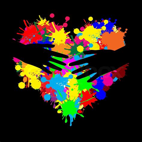 Paint Splatter Heart With Two Hand Stock Vector Colourbox