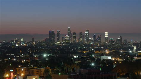 4k Sunset To Night Timelapse Over Los Angeles Downtown City Lights