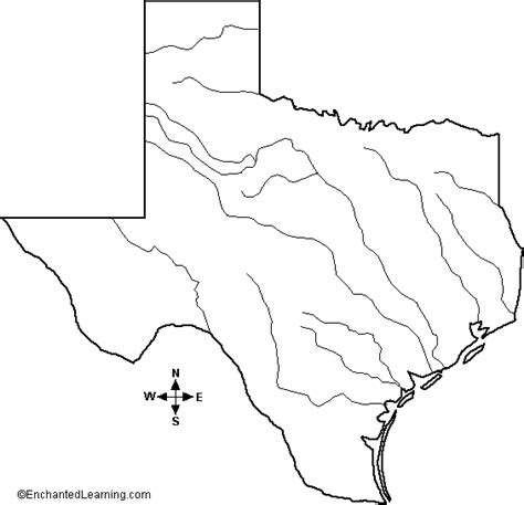 Major Rivers Oftexas Outline Map