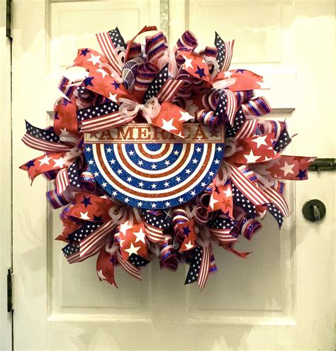 Patriotic Wreath Usa Wreath Mesh Patriotic Wreath Deco Mesh
