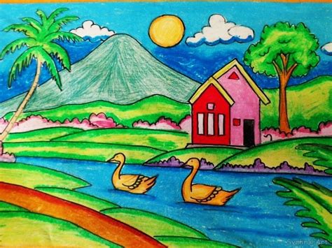Oleh karena itu, kegiatan menggambar dengan tema pemandangan alam merupakan tema yang sangat favorit bagi pemula dalam mengekspresikan kreativitasnya pada. 43+ Lukisan Pemandangan Gunung Dengan Crayon, Koleksi ...
