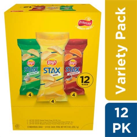 Lays Stax Potato Chips Variety Pack 12 Ct 075 Oz Jay C Food Stores