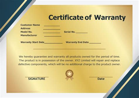 1 Year Warranty Certificate Free Word Pdf Download