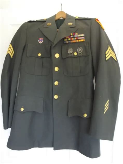 Vietnam Era Us Army Dress Greens Uniform Jacket Original Rank Medals