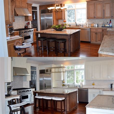 Painting kitchen cabinets can freshen up a dated kitchen without spending a lot. Kitchen Before & After #1 to #3, painted cabinets, new ...