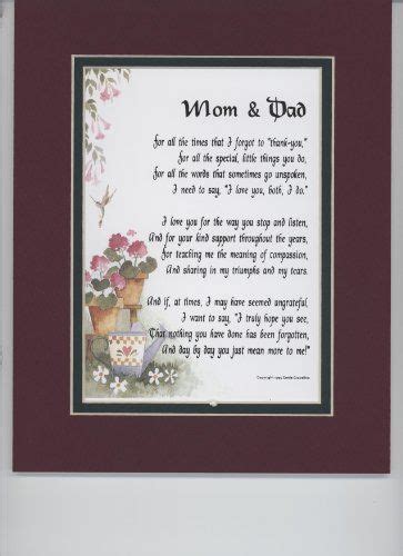 Special Poems For Parents Mom And Dad Touching 8x10 Poem Double