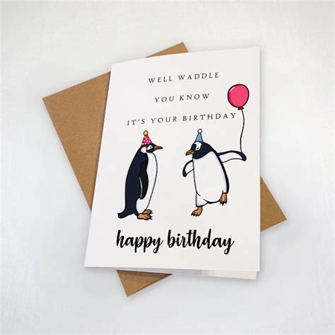 Cute Penguins Birthday Card Adorable Birthday For Daughter Etsy