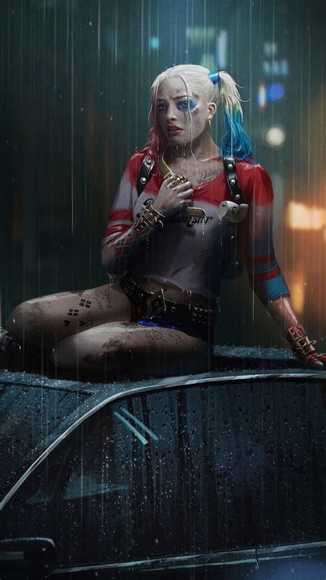 750x1334 harley quinn in rain iphone 6 iphone 6s iphone 7 hd 4k wallpapers images