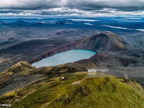 Hnausapollur Volcanic Crater Lake In Highlands Of Iceland High Res