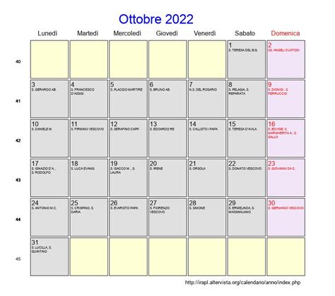 Calendario Ottobre 2022 Calendario Su Riset