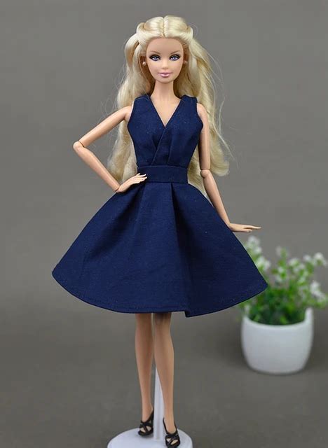 Dark Blue Elegant Handmade Unique Doll Dress For Barbie Doll Party Dresses Vestido Clothes For 1