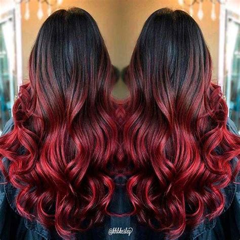 Balayage puntas rojas para cabello largo Revista KENA México Red