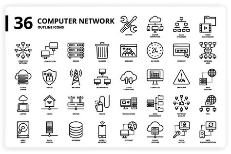 36 Computer Network Icons X 3 Styles Network Icon Computer Network