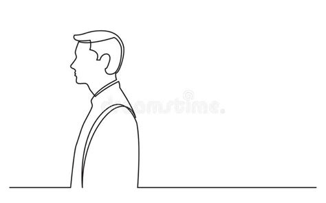 Continuous Line Drawing Of Standing Man Side View Stock Vector