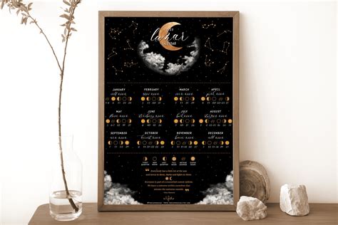 Calendario Lunar 2023 Calendario Lunar 2023 Impresión De Etsy México