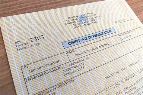 What Is The Bir Certificate Of Registration Or Form 2303