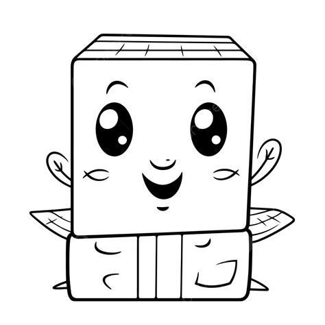 Cute Block Coloring Page With A Box Inside Outline Sketch Drawing