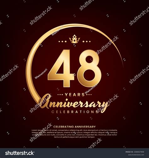 48 Year Anniversary Template Design With Golden Royalty Free Stock