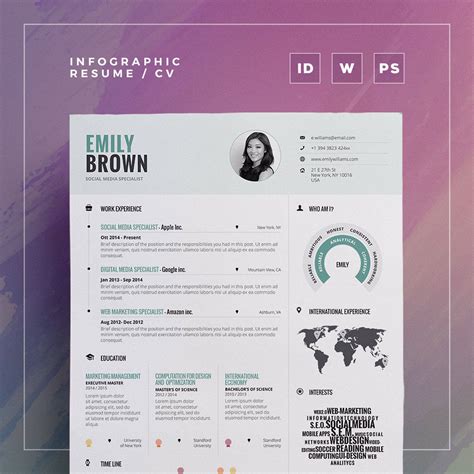 Infographic Resume Vol1 Word Indesign And Photoshop Template