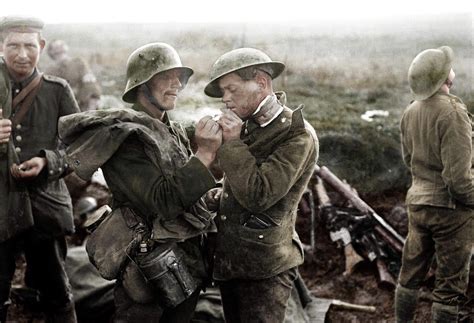 A German And British Soldier Share A Cigarette During The Christmas
