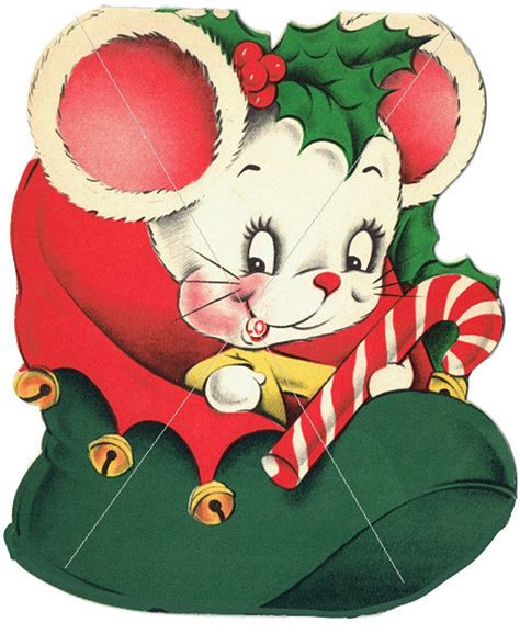 Christmas Clip Art Mouse Candy Cane Clip Art Vintage Mouse Etsy