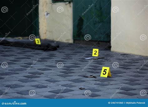 Evidence With Yellow Csi Marker For Evidence Numbering On The